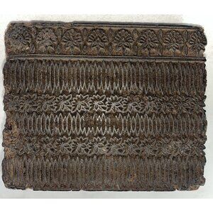 Old Indian Wooden Textile or Wall Printing Block Stamp 6"x5x3 Rustic Home Decor